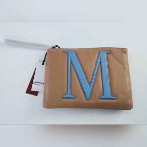 NWT. American Leather Monogram Wristlet Pouch. 10×7.5